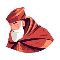 An illustration of a man with a beard and a red cloak vector