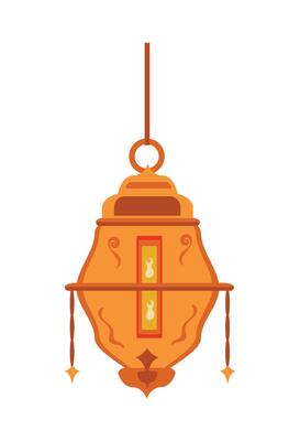An old chinese lantern hanging on a white background
