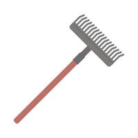 A rake on a white background with a red handle vector