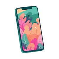 An iphone with colorful plants on the screen vector