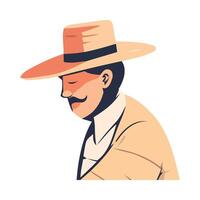 A man in a hat and suit with a mustache vector