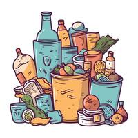 A pile of garbage with various items inside vector