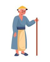 An old man with a stick in his hand vector