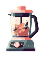 A blender with food in it on a white background vector