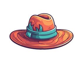 An orange hat with a blue ribbon on it vector
