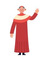 A cartoon man in a red robe waving vector