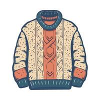 An illustration of a sweater with a knitted pattern vector