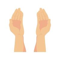 Two hands with palms up on a white background vector