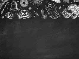 Set of halloween elements in sketch style. Design of ghosts, creepy and spooky elements for halloween decorations, sketch, icon. Hand drawn template on chalkboard background. vector