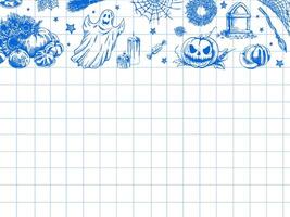 Set of halloween elements in sketch style. Design of ghosts, creepy and spooky elements for halloween decorations, sketch, icon. Hand drawn template on checkered background. vector