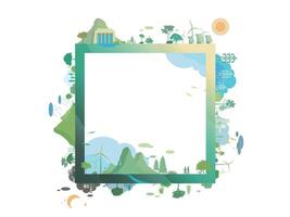 ESG and ECO friendly community square frame shows by the green environmental and cozy people its suit to add words and picture inside about ESG Environmental Social and Governance graphic EPS 10 vector
