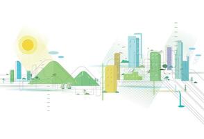 Staggered lines 1 Quality city is appearance with some elements of environmental protection illustration graphic EPS 10 vector