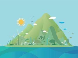 ECO friendly community shows by the green environmental and cozy people its suit to use in design about ESG Environmental, Social and Governance illustration graphic EPS 10 vector