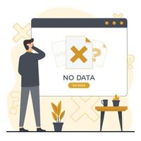 Flat no data concept Man thinking about a problem solution. Flat design illustration concept. vector