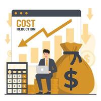 costs reduction Concept of cost reduction. illustration in flat design style. vector