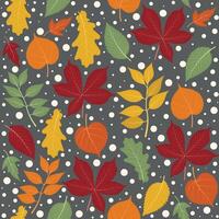 Autumn bacground with leaves on gray background vector