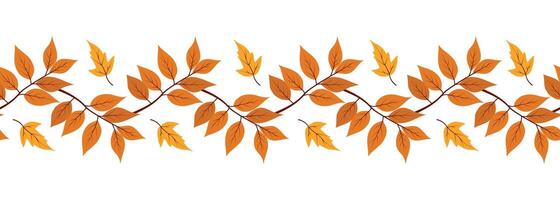 Seamless boder with autumn tree branch vector