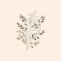 illustration of a minimalist botanical branch with autumnal leaves in earthy tones on a beige background. Ideal for nature-themed designs, seasonal decor, and elegant projects. vector