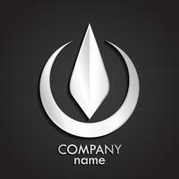 3d silver abstract logo circle and tip shape vector