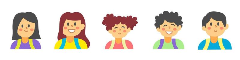 Set of avatars of children characters on white background vector