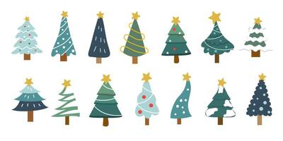 Festive Christmas trees element and Colorful winter trees collection for holiday season and new year vector