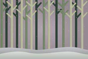 Abstract of Winter Forest Landscape with Falling Snow Background. vector
