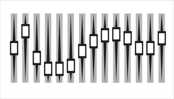 Different sound waves black isolated on white background. Equalizers template. Music audio. vector