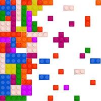 Wall from Plastic building blocks isolated on white background vector
