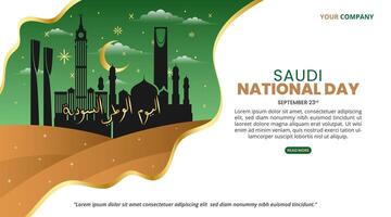 Saudi National Day background with desert and buildings vector