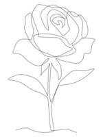 continuous Beautiful rose flower one line hand drawing Art. vector