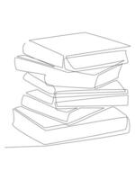 continuous single line drawing of stack of books vector