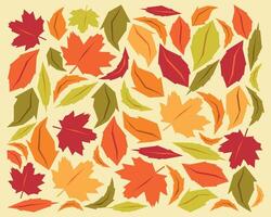 Autumn leaves in warm tones, pattern for decorative backgrounds vector