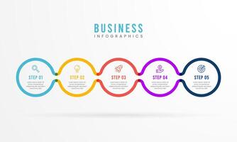 Infographic Illustration design template with icons and 5 steps or options. Can be used for process, presentations, layout, banner,info graph. element timeline 5 step option point infographics designs vector