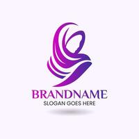 Minimalist Hijab Logo Design Template with gradient color vector