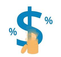 Stack of coins with dollar sign isolated on white background. Money Investments. illustration. vector