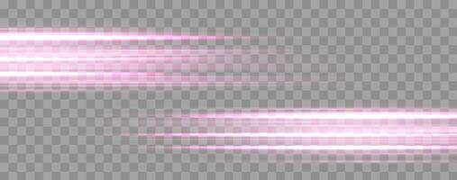 Speed rays, velocity light neon flow, zoom in motion effect, pink glow speed lines, colorful light trails, stripes. vector