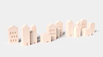 The wood building on white background for property concept 3d rendering. photo