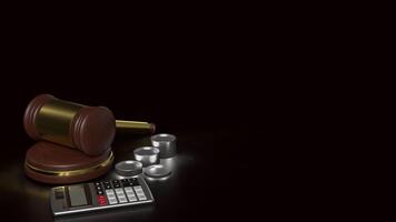 The Hammer and coins for Business law concept 3d rendering. photo