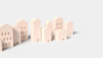 The wood building on white background for property concept 3d rendering. photo