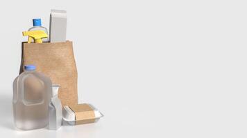 The product in paper bag for food and drink concept 3d rendering. photo