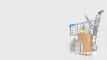 The product in paper bag on mobile phone for food delivery or application concept 3d rendering. photo