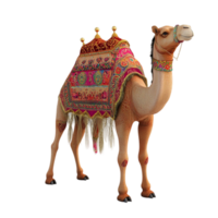 Camel with Colourful Saddle AI-Generative png