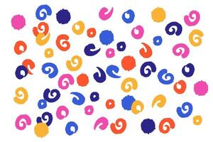 Colorful abstract pattern with spirals and dots, ideal for backgrounds, wallpapers, textile designs, greeting cards, posters, and digital art projects. Vibrant and playful. vector