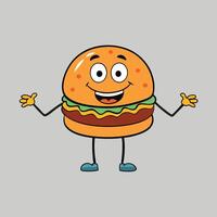 Art of a Cartoon Burger with Personality. Ideal for Casual Dining Branding and Fun Activities vector