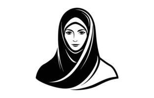 Graceful Veiled Woman in Line Art Monochromatic Illustration for Fashion and Branding vector