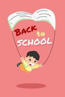 back to school illustration boy skydiving with a book vector