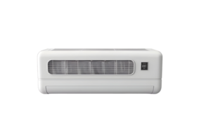 White air conditioner unit with digital display. Isolated on transparent background png