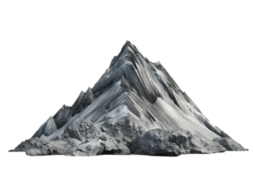 Isolated 3D render of a mountain peak. Isolated on transparent background png