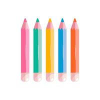 Colored pencils isolated on white background. Bright cartoon pencils for school design. vector
