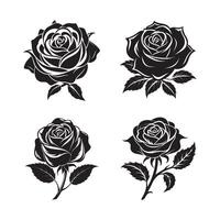 Set of rose one color flowers, emblem or icon for company branding. vector